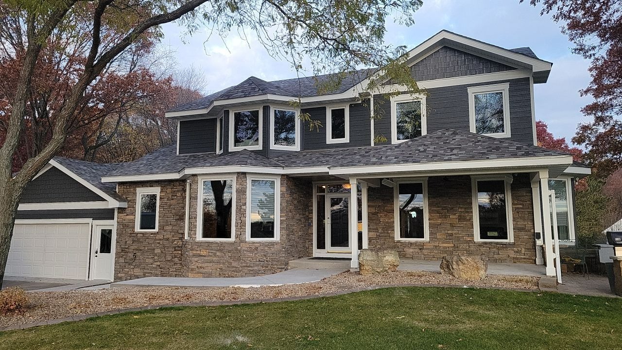 Stone and siding combination exterior